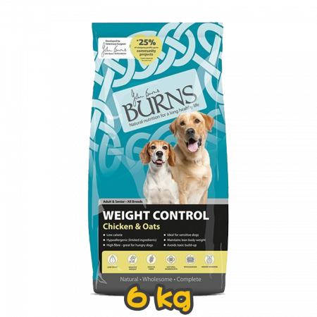 [BURNS] 犬用 體重控制雞肉高燕麥配方成犬及高齡犬乾糧 Adult, Senior WEIGHT CONTROL+ Chicken & Oats 6kg