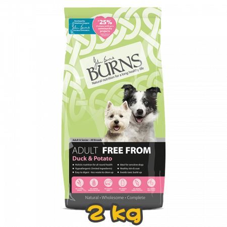 [BURNS] 犬用 鴨肉馬齡薯配方成犬及高齡犬乾糧 Adult & Senior ADULT FREE FROM Duck & Potato 2kg (無穀物)