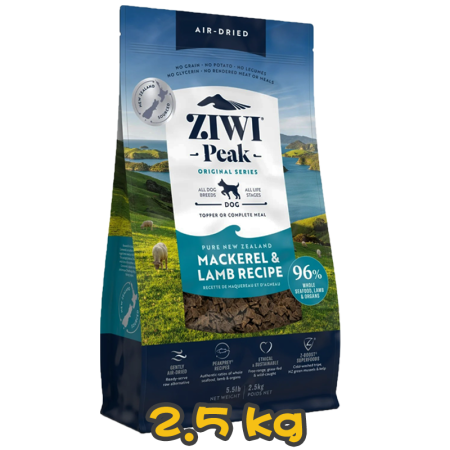 [ZIWI Peak 巔峰] 犬用 NEW ZEALAND MACKEREL & LAMB RECIPE 紐西蘭鯖魚及羊肉配方風乾全犬狗糧 2.5kg