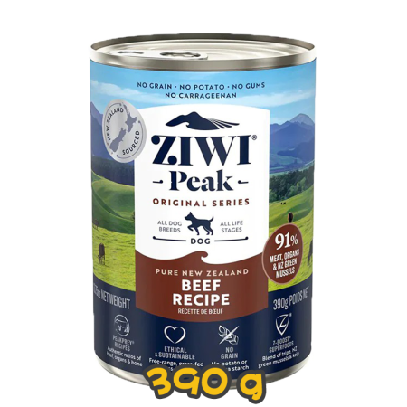 [ZIWI Peak 巔峰] 犬用 NEW ZEALAND BEEF RECIPE 紐西蘭牛肉配方全犬罐頭 390g