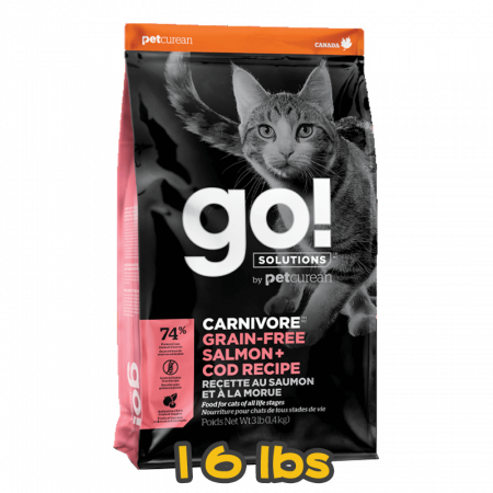 [go! SOLUTIONS] 貓用 活力營養系列 無穀物三文魚+鱈魚配方貓乾糧 CARNIVORE GRAIN-FREE SALMON+COD RECIPE 16lbs