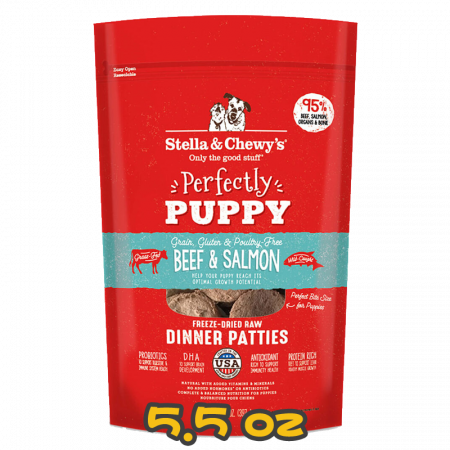 [Stella&Chewy's] 犬用 凍乾生肉主糧 狗BB系列(牛肉及三文魚配方) 幼犬乾糧 Freeze Dried Raw Perfectly Puppy Beef & Salmon Dinner Patties 5.5oz