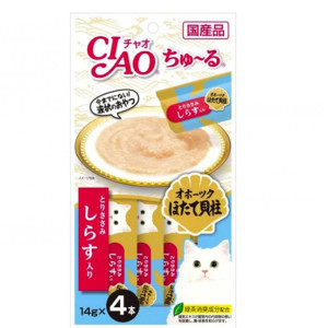 [Gift$500] [CIAO CHURU] 貓用 扇貝+雞+白飯魚味肉醬 SC-103 全貓小食 4 x 14g