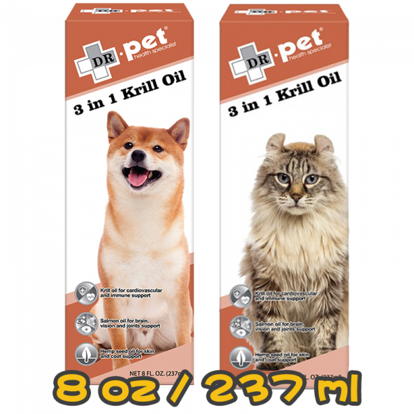 [Dr.pet] 犬貓用 3合1深海磷蝦油 3 in 1 Krill Oil-8oz/237ml