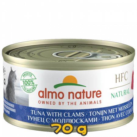 [almo nature] 貓用 HFC Natural 天然貓罐頭蜆肉吞拿魚 全貓濕糧 Tuna With Clams Flavour 70g