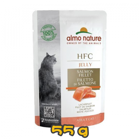 [almo nature] 貓用 HFC Jelly 鮮肉上湯啫喱貓濕包三文魚柳 全貓濕糧 Salmon Fillet Flavour 55g