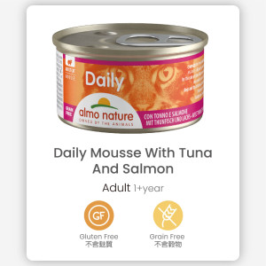 [almo nature] 貓用 Daily 主食慕絲罐頭吞拿魚三文魚 全貓濕糧 Tuna Salmon Flavour 85g