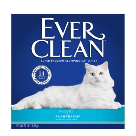 [Everclean] (白帶)無香味活性碳粗粒配方凝結貓砂 Unscented EverFresh With Activated Charcoal Clump Cat Litter-25lb(11.3kg)