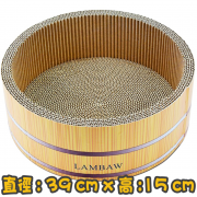 [LAM BAW] 木桶形木紋瓦通紙貓抓窩 Wooden barrel-shaped wood grain paper cat scratching nest