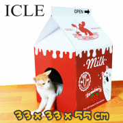 [Gift$1500] [ICLE] 牛奶盒瓦通紙貓抓板(黃色/藍色/紅色) Milk box paper cat scratcher