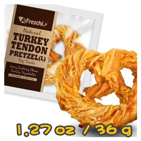 [A Freschi srl 艾富鮮] 天然火雞筋蝴蝶卷狗小食(Size M) Natural Turkey Tendon Pretzel Dog Snacks-1.27oz/36g