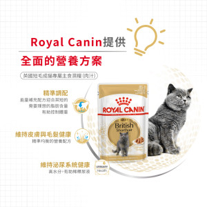 [ROYAL CANIN 法國皇家] 貓用 British Shorthair Adult (Gravy) 英國短毛成貓專屬主食濕糧（肉汁）鋁袋濕糧 85g