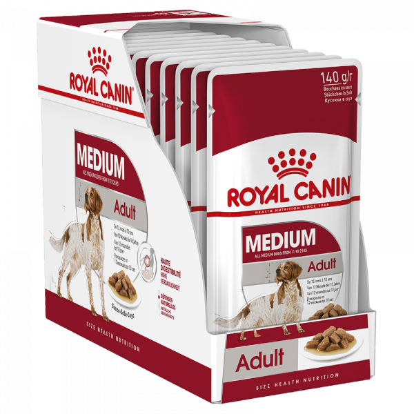 [ROYAL CANIN 法國皇家] 犬用 Medium Adult (Gravy) 中型成犬營養主食濕糧（肉汁） 140g x10包