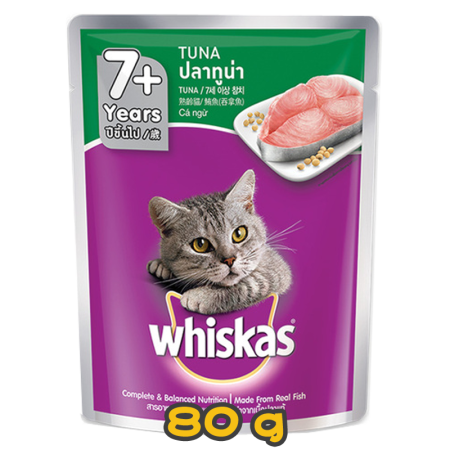 [WHISKAS 偉嘉] 貓用 妙鮮包吞拿魚 7+老貓濕糧 Senior Tuna Flavor 80g