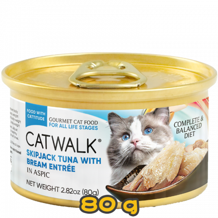 [CATWALK] 貓用鰹吞拿魚鯛魚主食全貓罐頭 Skipjack Tuna With Bream Entrée Formula 80g