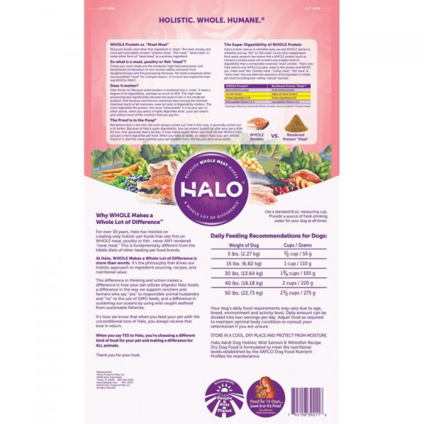 [HALO] 犬用 野生三文魚白魚配方成犬乾糧 Holistic Wild Salmon & Whitefish Recipe Dog Dry Food -4lb