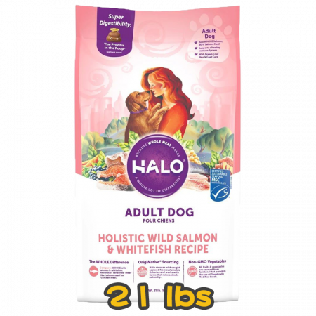 [HALO] 犬用 野生三文魚白魚配方成犬乾糧 Holistic Wild Salmon & Whitefish Recipe Dog Dry Food -21lb