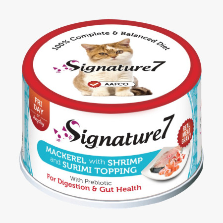 [Signature 7] 貓用 無穀物鯖魚蝦配方貓濕糧 Grain Free Mackerel & Shrimp Recipe Cat Wet Food -70g (有助消化及腸道健康)