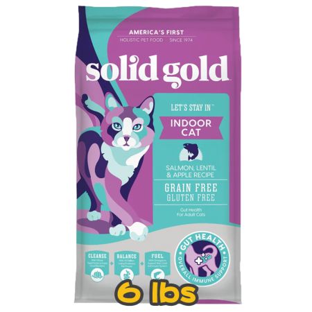 [solid gold 素力高] 貓用 無穀物三文魚室內全貓乾糧 Indoor Cat Salmon, Lentils & Apple Recipe Grain-Free Gluten-Free 6lbs