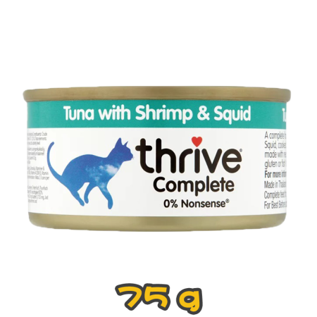 [Thrive 脆樂芺] 貓用 天然主食罐頭100%吞拿魚蝦墨魚配方貓濕糧 Tuna with Shrimp & Squid Recipe Cat Wet Food -75g