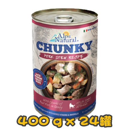 [ALPS NATURAL] 犬用 牧場豬肉味湯粒全犬濕糧 Chunky Pork Stew Recipe Dog Wet Food 400g x24罐