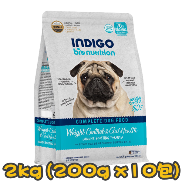 [INDIGO] 犬用 天然有機體重控制及益生菌腸道保護配方全犬糧 Weight Control & Gut Health For Dog 2kg (200g x10包) 