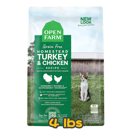 [Open Farm 開心農場] 貓用 無穀物火雞走地雞配方貓乾糧 Homestead Turkey & Chicken Cat Dry Food 4lb