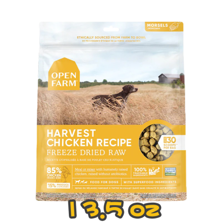 [清貨] [Open Farm 開心農場] 犬用 冷乾脫水走地雞生肉配方狗糧 Harvest Chicken Freeze Dried Raw Dog Food 13.5oz