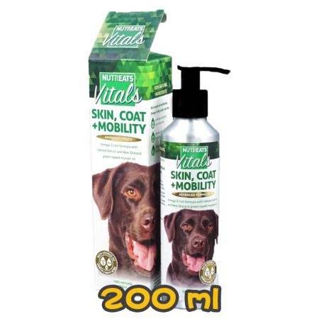 [Nutreats 紐滋寵] 犬用 美毛魚油 Vitals Skin Coat Mobility Green Lipped Mussel Oil For Dog 200ml