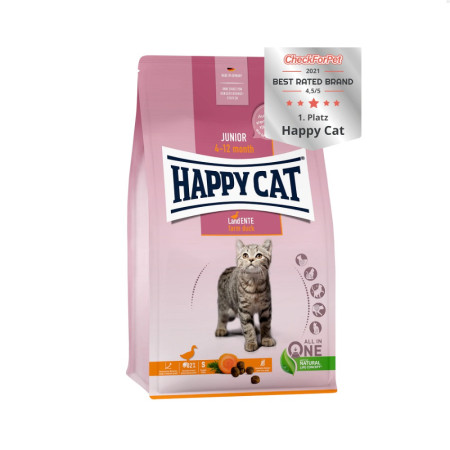 [Gift$300] [HAPPY CAT] 貓用 幼貓鴨肉配方乾糧 Junior Land Ente 300g