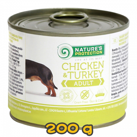 [NATURE'S PROTECTION 保然] 犬用 ADULT CHICKEN & TURKEY 1歲或以上雞肉及火雞肉主食罐成犬罐頭 200g