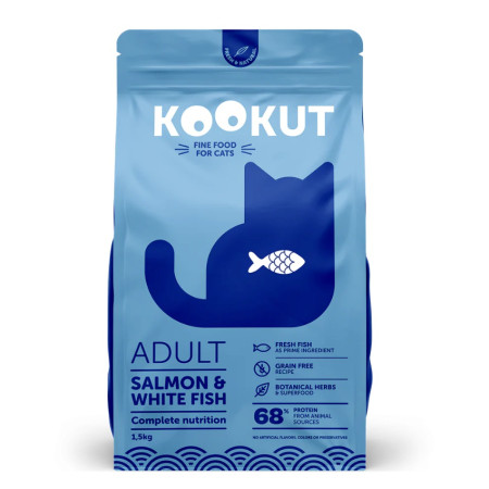 [KOOKUT] 貓用 無穀物三文魚白魚成貓糧 Salmon & White Fish Recipe -1.5kg