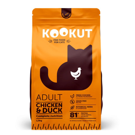 [KOOKUT] 貓用 無穀物雞肉鴨肉成貓糧 Chicken & Duck Recipe -1.5kg