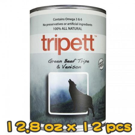 [PetKind] 犬用 無穀物牛草胃及鹿肉配方狗罐頭  tripett Green Beef Tripe & Venison 12.8oz x12罐