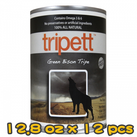 [PetKind] 犬用 無穀物野牛草胃配方狗罐頭 tripett Green Bison Tripe 12.8oz x12罐