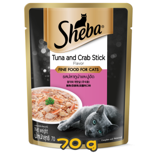 [清貨] [Sheba] 貓用 Pouch Range 鋁袋濕貓糧系列 吞拿魚及蟹柳 全貓濕糧 Tuna & Crab Stick 70g