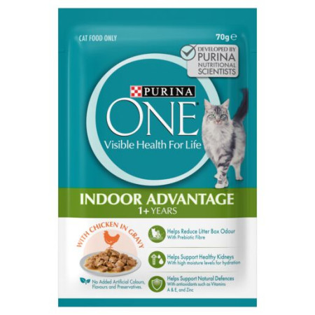 [PURINA ONE] 貓用 成貓室內雞肉味配方成貓濕糧 Adult Indoor Advantage with Chicken in Gravy 70g