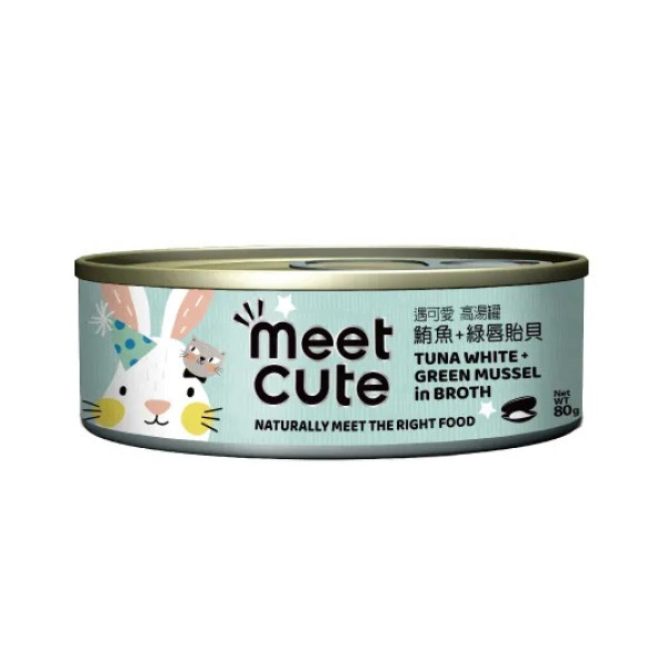 [Meet Cute 遇可愛] 貓用 高湯主食罐吞拿魚綠唇貽貝 Tuna White Green Mussel In Broth Cat Wet Food 80g
