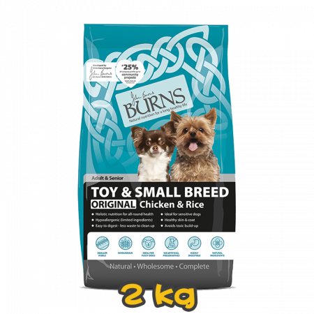 [BURNS] 犬用 Adult & Senior TOY & SMALL BREED ORIGINAL Chicken & Brown Rice 雞肉糙米配方小型成犬及高齡犬乾糧 2kg